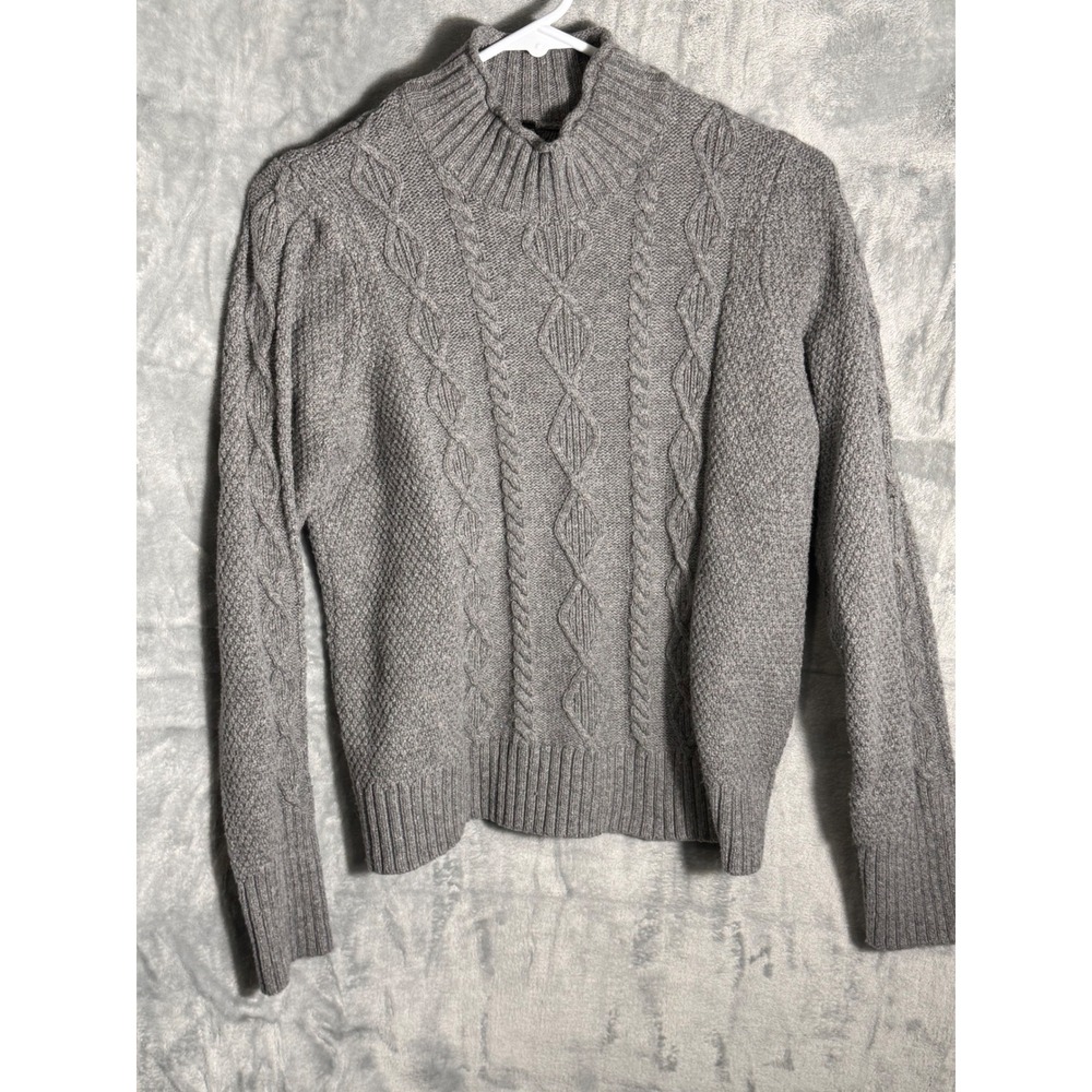 KUHL Womens Gray Cable Knit Mock Sweater Cotton merino wool blend Size Medium